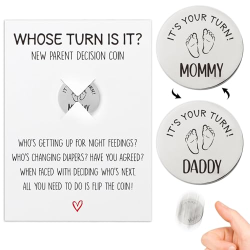 Image of New Mom Gifts Funny New Parents Flip Decision Coin New Parents Gifts for Couples Pregnancy Gifts for Expecting Mom First Time Moms