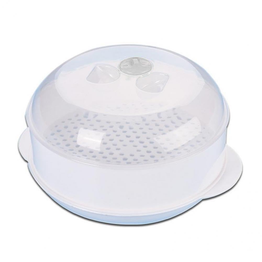 Zonster White Food Microwave Steamer, Plastic Round Single-Layer Microwave Oven Steamer With Lid For Vegetable Rice