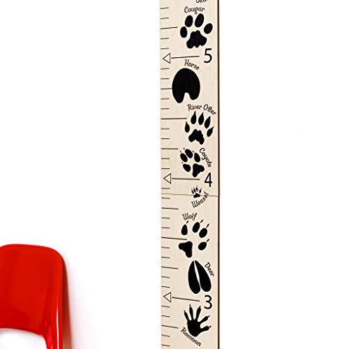 Headwaters Studio Wooden Ruler Growth Chart For Kids, Boys And Girls - Height Chart & Height Measurement For Wall - Kids Nursery Wall Decor And Room Hanging Wall Decor - Natural W/Animal Tracks #TOP4