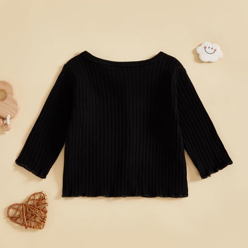 Kids Toddler Girls Lightweight V Neck Cardigan Sweater Long Sleeve Button Down Ruffle Knitwear Casual Knit Sweaters3