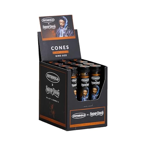 Futurola x Snoop Dogg Gin & Juice King Size Pre-Rolled Cones | Tobacco-Free Flavored Cones with Filter Tip | Slow-Burning Paper for Smooth, Clean Experience – Pack of 12 Individually Sealed Tubes