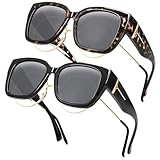 GGSTDDUP Polarized Fit Over Glasses Sunglasses 2 Pairs, UV400 Lightweight OTG for Over Prescription Glasses, Driving, Running & Outdoor Activities(Modern)