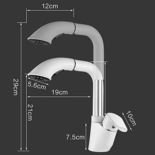 Mitigeur de lavabo avec douchette extractible blanc 2 modes d'eau