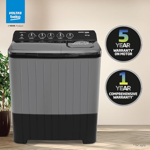 Image of Voltas Beko 9 kg Semi Automatic Top Load Washing Machine Black, Grey (WTT90UHA /OK5B1B1S26)
