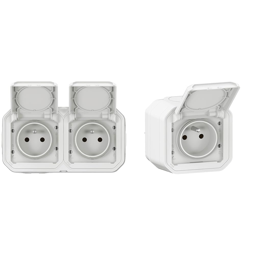 Prise etanche double Legrand Plexo IP55 gris pour une installation complete