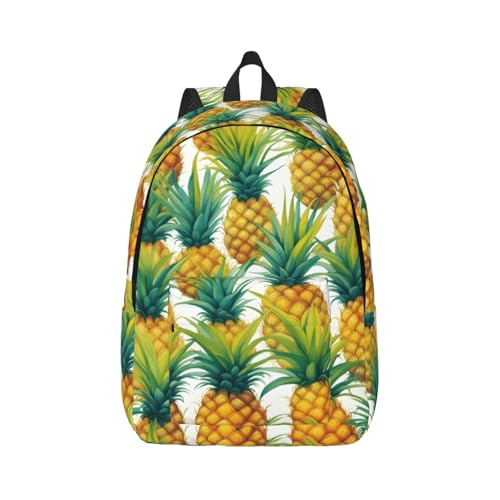 Vbcxza Mochila de lona con estampado de piñas tropicales exóticas, tamaño mediano y pequeño, perfecta para senderismo, viajes y uso diario, Black, M, Mochilas rucksack