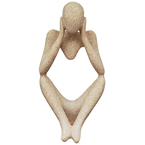 Lapeort Abstract Thinker Statue Resin Sculpture Modern Thinking Style Figurines Home Office Bookshelf Décor (Sandstone - Focus) #TOP27