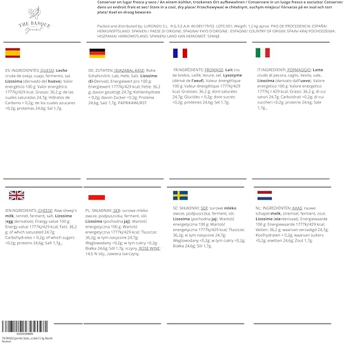 THE BASQUE gourmet – Schafskäse aus Rohmilch – Spanischer Käse aus dem Baskenland (D.O. Idiazabal) – Gereift & Natürlich – 1,2 kg –Geschenkbox mit Griff – Handwerklich hergestellt