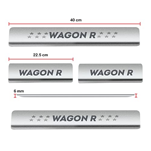 Image of Atteen Smart Door Sill /Foot Step Stainless Steel Plates Compatible with Suzuki Wagon-R 2010-2018 (Set of 4 Pcs)