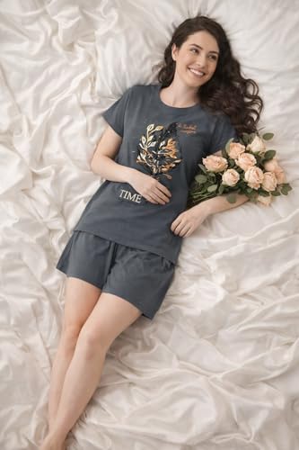 Image of Duchess Women's Cotton Printed Night Suit Set of Top & Shorts Pajama Set