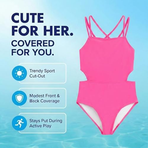 Image of Kanu Surf Girls' Beach Girl Sport Cut-Out One Piece Swimsuit