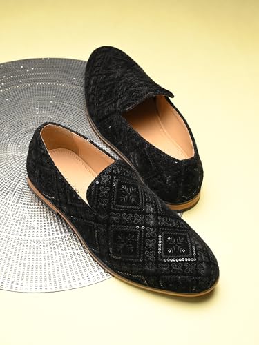 Image of San Frissco Men's Loafers Ethnic Mojaris Casual Slip On Shoes /Soft Cushioned Footbed Insole with TPR Sole /Stylish Lightweight Mojaris Perfect for Party Weddings Festive Season