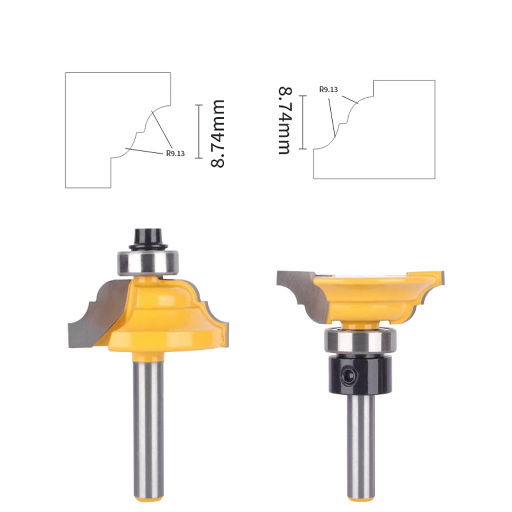 2 szt. 6mm 6.35mm 8mm podwójne rzymskie OGEE ramiaki i zestaw szyn frez do obróbki drewna frez do drewna bit czołowy frezy trzpieniowe(8mm shank)