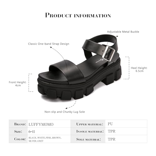 Luffymomo Women's Platform Wedge Sandals Lug Sole Sandals Adjustable Ankle Strap Chunky Heels4