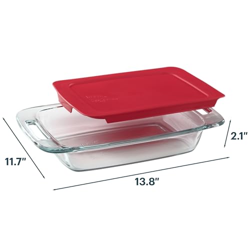 Image of Pyrex Easy Grab 2-Qt Glass Baking Dish with Lid, Tempered Glass Baking Dish with Large Handles, Non-Toxic, BPA-Free Lid, Dishwashwer, Microwave, Freezer and Pre-Heated Oven Safe