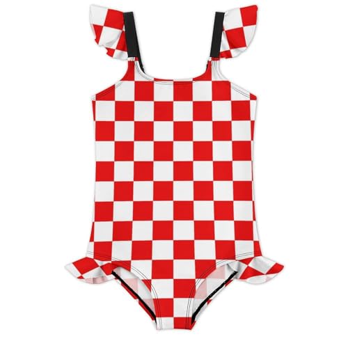 Image of Girls One Piece Swimsuit Polka Dots Ruffles Swimwear Bathing Suits 3-12 Years