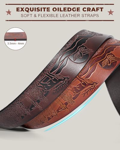 Image of BELTROAD 2 Pack Western Leather Belt Strap for Men Women Cowboy Cowgirl Leather Mens Belts for Jeans Gift Belt without Buckle
