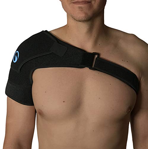 Shoulder Support Brace -with hot/Cold Pack Pouch -Adjustable Straps fit Men, Women and Youths of Various Sizes -Lightweight Neoprene Compression for Stability or immobilizer by Preeminent Products