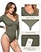 TRENLIVER Womens Long Sleeve Body Suits V Neck Thong Bodysuit Shirts Sexy Fall Going Out Tops Y2K 2025 Army Green XXL