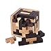 KINGOU Wooden Brain Puzzle Cube 3D Brain Teaser Puzzles 54 Pieces T-Shaped Blocks Builder Creative Educational Toy for Kids and Adults Desk Puzzles for Gift