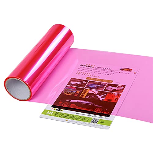 ihreesy Film de Lumière de Voiture, 100cm x 30cm Film de Protection de Teinte de Lumière de Voiture Film Étanche Antibrouillard de Voiture Film Autocollant en PVC Teinté pour Phare,Rose Cover