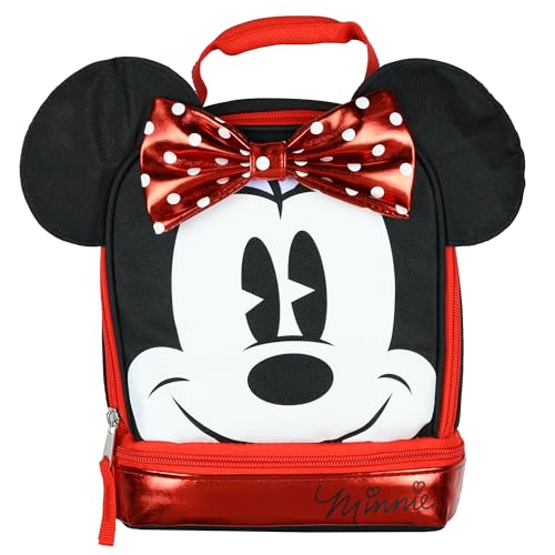 Minnie Mouse Lunch Box Minnie3D Metallic Design Dual Compartment Insulated Lunch Bag Tote