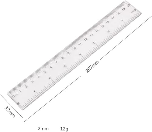 Miniatura 2 de NUOBESTY 16 reglas de plástico transparente rectas, regla de dibujo, herramienta de medición de dibujo, suministros escolares para estudiantes (7.9