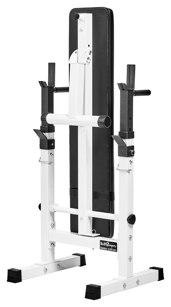 Bad Company Banc De Musculation Inclinable Avec Barres Dips – 5 Positions – Charge Max 200 Kg – Cadre Acier 50 Mm – Pliable – Pour Haltères 30/31 Et 50/51 Mm