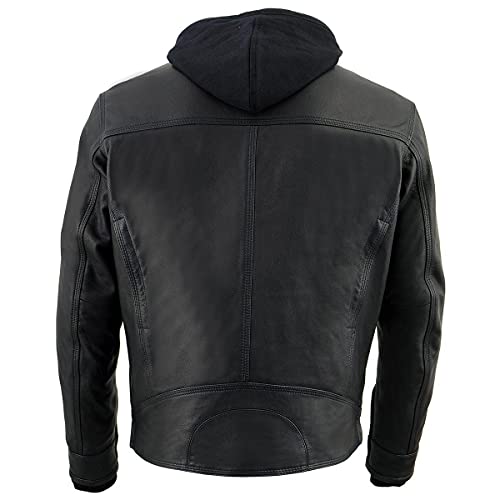 Image of Milwaukee Leather Men's Premium Leather Motorcycle Riders Vented Jacket with Removable Hoody Liner