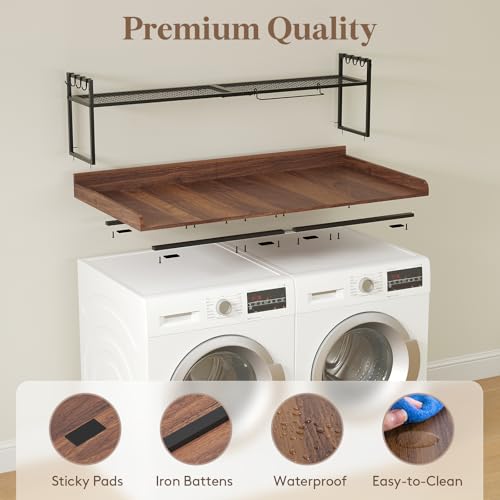 Image of Lifewit Washer Dryer Adjustable Countertop with Shelf,Walnut, 54''x 27.5''