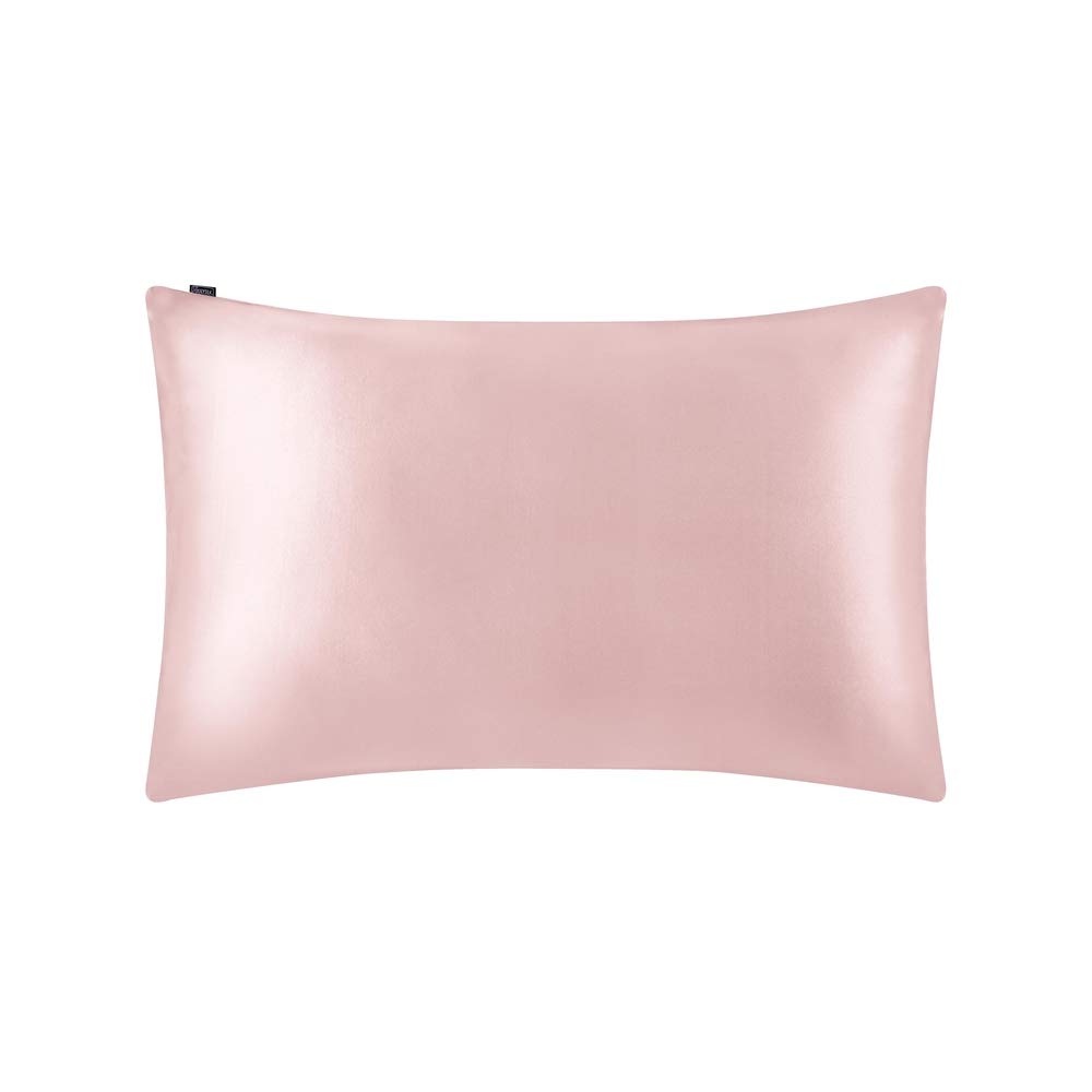 Lot de 2 taies d'oreiller 100 % pure soie anti-plis et soins de la peau 22 mommes douceur luxueuse Rose pastel 65 x 65 cm