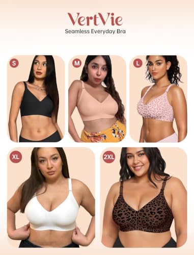 Vertvie Jelly Bra No Underwire Seamless Push Up Full Coverage, Praline, S - image 6