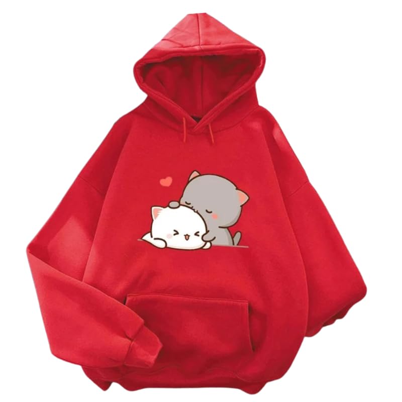 Image of Popster Printed Hooded Sweatshirt Hoody Fleece Regular Fit Full Sleeves Stylish Jumper Sweatshirts Winter Wear Hoodie for Women