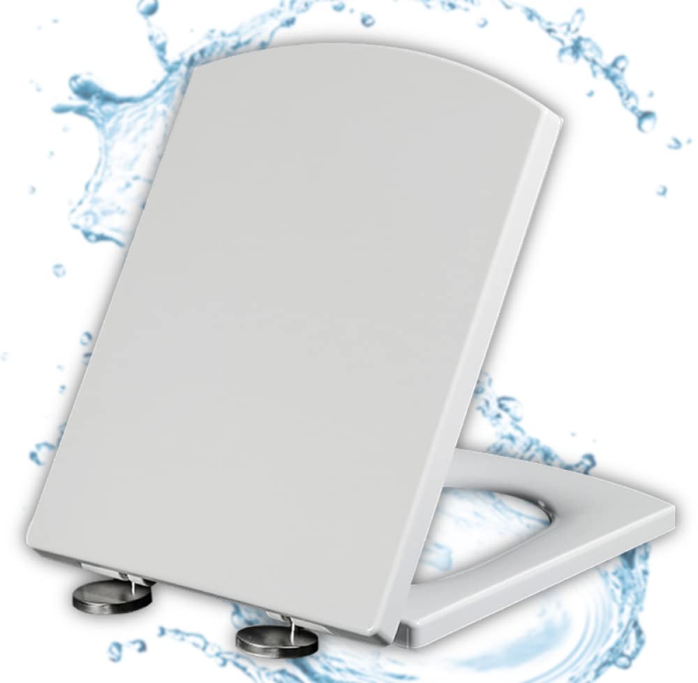 Abattant WC carré blanc à fermeture douce universel pour un confort quotidien