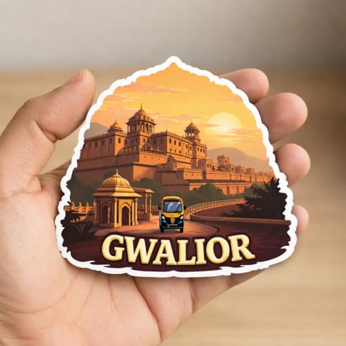 Image of Naxon Gwalior City Theme Souvenir Wooden Fridge Magnet | Madhya Pradesh Heritage Landmark Design 3x3 Inch Refrigerator Magnet for Kitchen & Home Decor | Travel Gift from Gwalior | Pack of 1