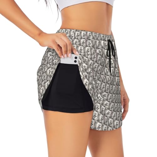 Short de sport entraînement femme élastique imprimé squelette original