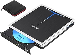 Guamar External Blu Ray Drive, USB 3.0 Type C Blu-ray Writer Bluray DVD Burner Slim Portable Optical Blue ray Disk Reader BD CD DVD Drive Player for Laptop Mac MacBook PC Windows 11 with SD/TF Slot
