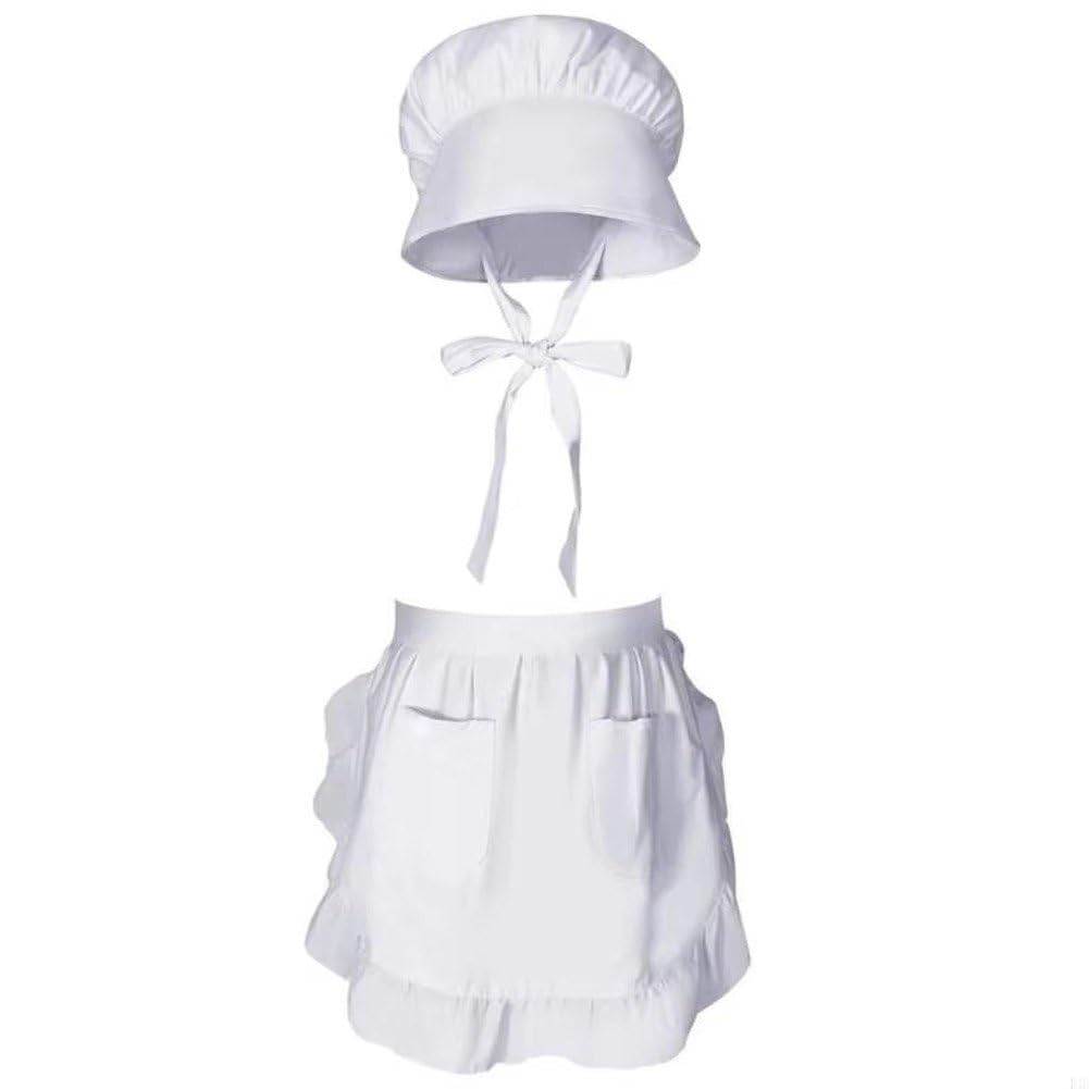 Tablier demi-taille rétro et casquette blanche pour animer vos soirées cosplay