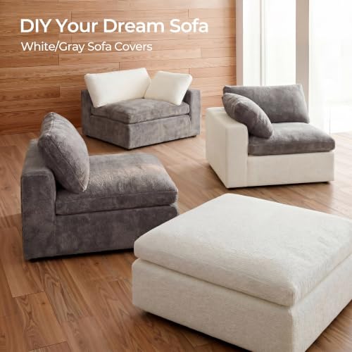 Image of Amsleekey 108 inch Cloud Sectional Couch with 2 Washable Cover Sets