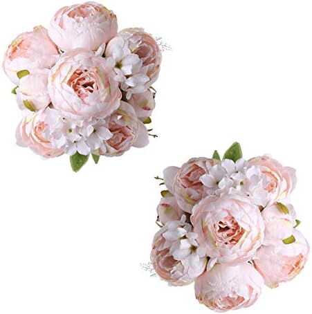 Tifuly Artificial Peony Bouquets, Realistic Silk Peonies Vintage Flowers Bouquet for Home Wedding Office Party Decoration,Floral Arrangements,Centerpieces, Pack of 2 (Black)