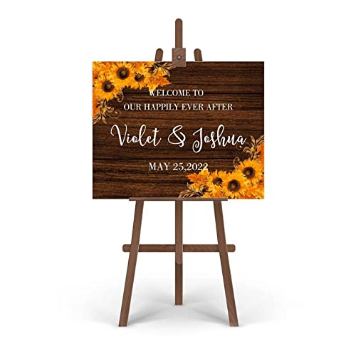 Letrero de madera de girasol personalizado de 12x18 pulgadas para bodas 3