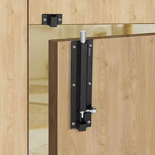 Image of Plantex Stainless Steel 8-inch Tower Bolt /Tower Bolt for Home,Offices Doors and Windows /Tower Bolt for Main Door /Wardrobe Door Latch /Kundi /Chitakini /Door Latch for Windows (Black Finish, Pack of 6)