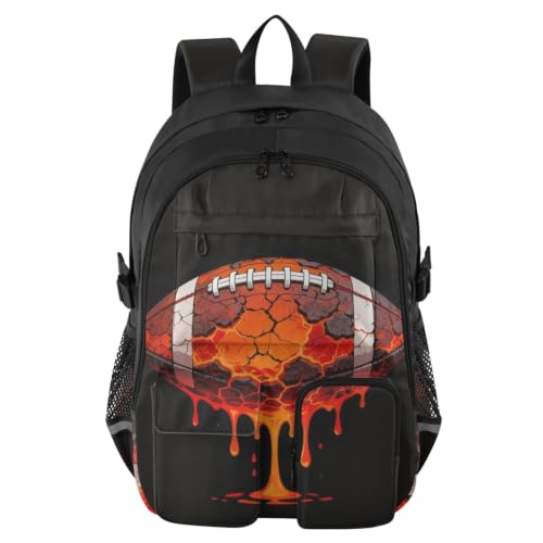 Mochila escolar de viaje para laptop estilo goteo balón de rugby lava para universidad