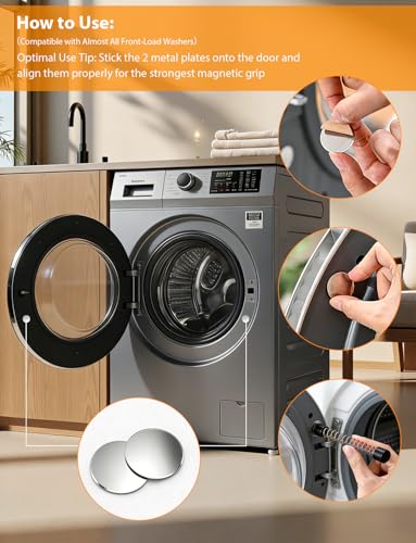 Front Load Washer Door Prop Magnetic, Washing Machine Door Prop Open Holder Stopper for Washer, Dryer, Dishwasher, Microwave - Laundry Room Organization Accessories Essentials (Black*1) - Thumbnail 3