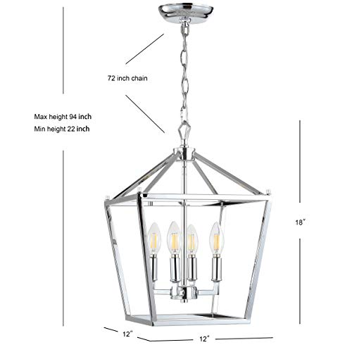 Image of JONATHAN Y Pagoda 4-Light Pendant 12 inch Cage, Chrome