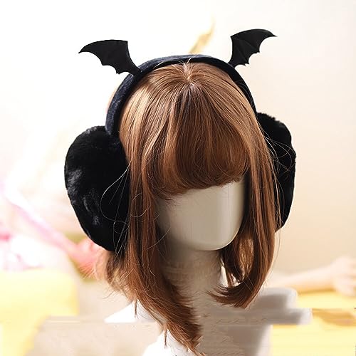 Warm Earmuffs Headband Halloween Headband Devil Horns Bat Ear Muff Headband Fluffy Winter Ear Muffs Plush Ear Warmers4