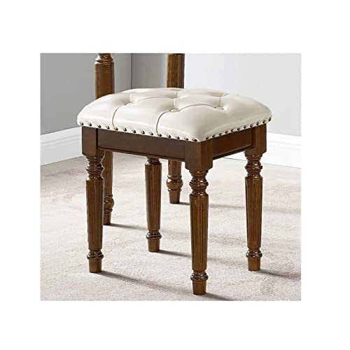 Taburete de cuero acolchado blanco, asiento multifuncional resistente para dormitorio 2