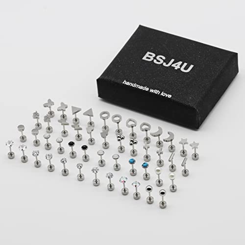 24 Pairs Flat Back Earrings Hypoallergenic Surgical Stainless Steel Earrings Set Small Gold Plated Flat Back Stud Earrings for Women Men Tiny Cartilage Helix Screw Back Flatback Earrings Studs2