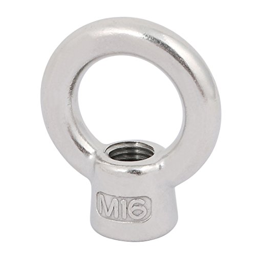 Image of uxcell Lifting Eye Nut M16 Female Thread 304 Stainless Steel Round Shape for Rope Fitting Pack of 2