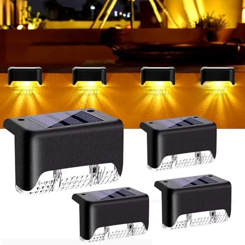 Image of Solar Deck Lights Outdoor Waterproof LED Step & Stair Lights for Fence, Garden, Patio, Yard, Auto Dusk to Dawn Warm White (1)
